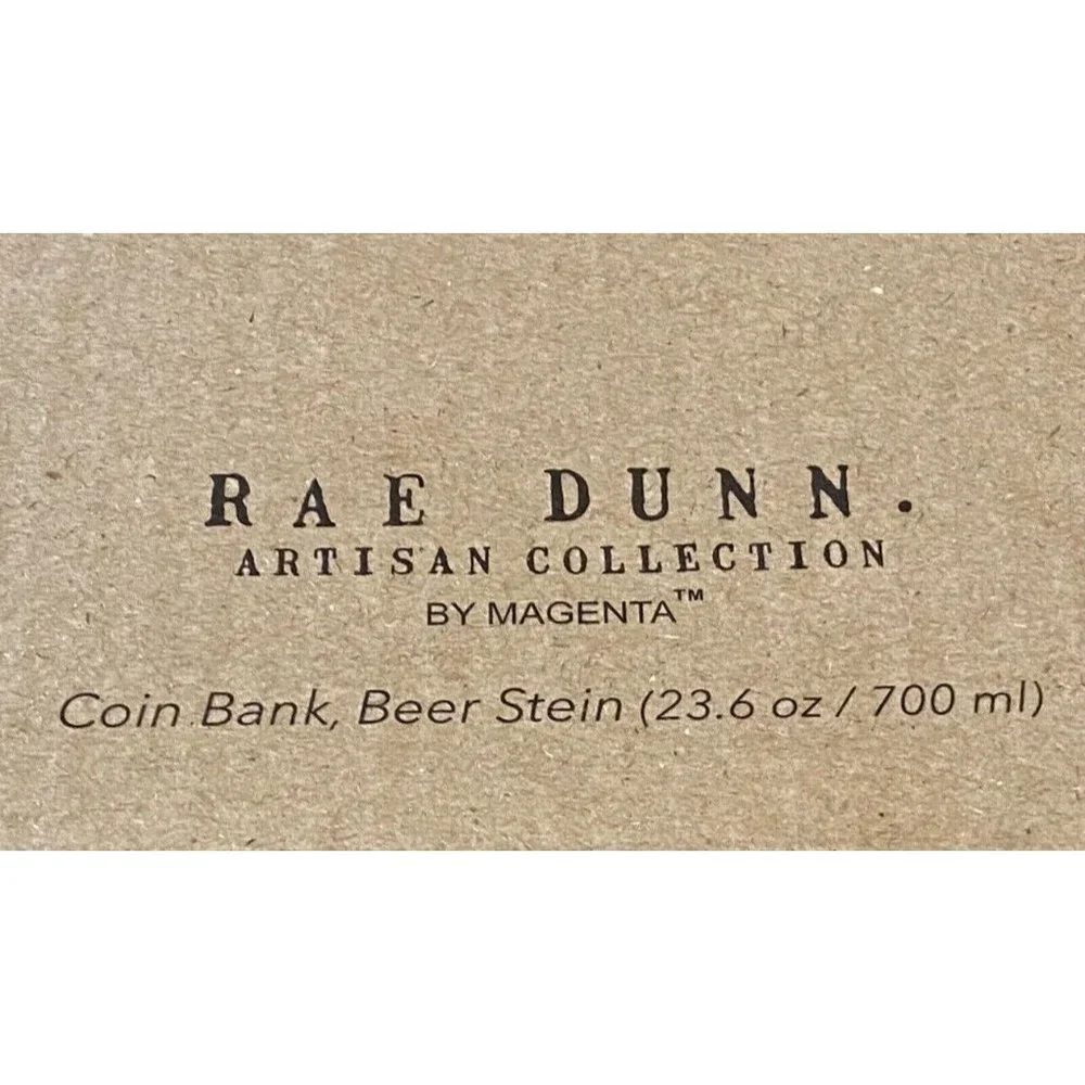 RAE DUNN ARTISAN COLLECTION By Magenta - Coin Bank & Beer Stein Set - Picture 2 of 4